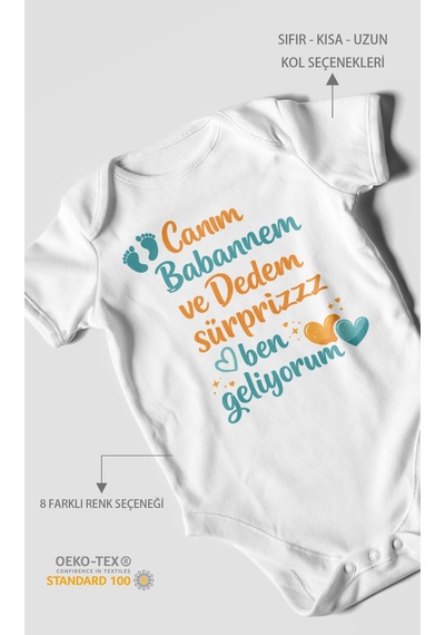 Morivokids Babaanneye Ve Dedeye Özel Kısa Kollu Bebek Body %100 Pamuk Beyaz