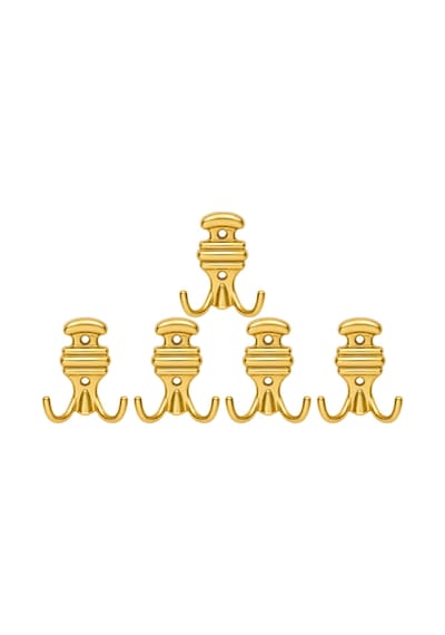 Kemerli Askı, Metal Vestiyer Askısı, Altin, Duvar Ve Dolap Askılığı 5'li Set Vidalı Altın