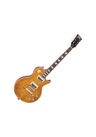 Vintage V100 Reissued Elektro Gitar - Flamed Amber