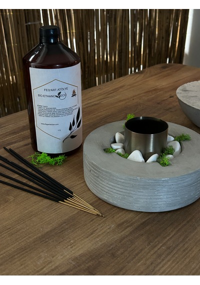 Dekoratif Bio-fire V2 Beton Masaüstü Şömine + 1 Lt Bio-ethanol Yakıt