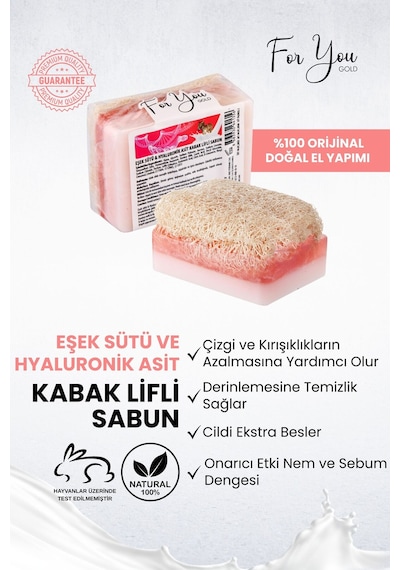 Doğal Kabak Lifli Eşek Sütü & Hyaluronik Asit Sabun Kabak Lifi - Lavanta