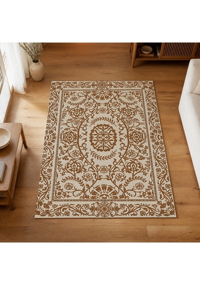 Kartela Halı Veso Halı Kaymaz Taban Makinede Yıkanabilir Halı Bakır - 60 X 90 Cm