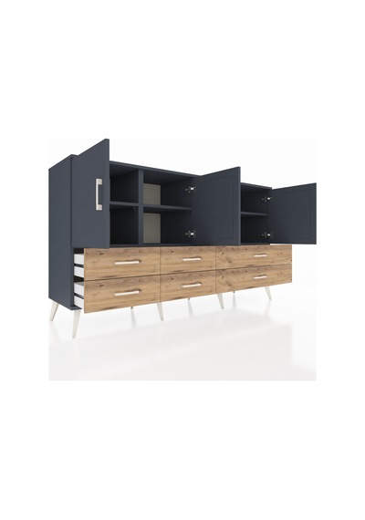 Hyperion Konsol 6 Raflı 6 Çekmeceli 4 Kapaklı 176x44x99 Antrasit- Antrasit-antrasit/çam Hyperion Konsol 6 Raflı 6 Çekmeceli 4 Kapaklı 176x44x99 Antrasit- Antrasit-antrasit/çam