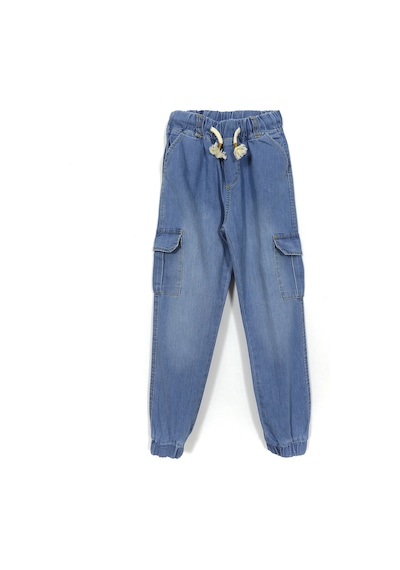 Dobakids Bağcıklı Kargo Cep Erkek Çocuk Jogger Pantolon Mavi 001-0002064 Mavi