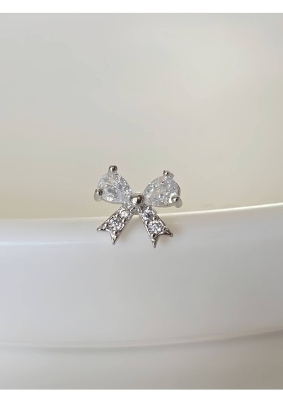 Fiyonk Kurdela Model Kıkırdak Piercing Tragus Helix Silver Gümüş Renk Küpe Silver