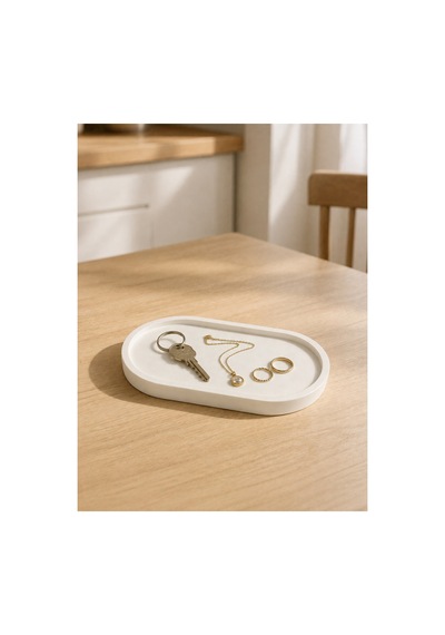 Dekoratif Oval Tepsi Takı, Anahtar Ve Aksesuar Düzenleyici 17,5 X 8 Cm Beyaz - 910555067 Beyaz - 910555067