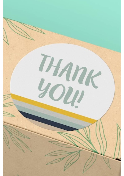 Çizgili Thank You Kargo Paketleme Sticker 3x3cm St2132 Çok Renkli