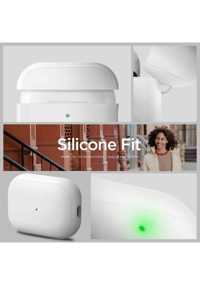 Airpods Pro 2/1 İle Uyumlu Kılıf Silicone Fit + Strap White - Acs05811