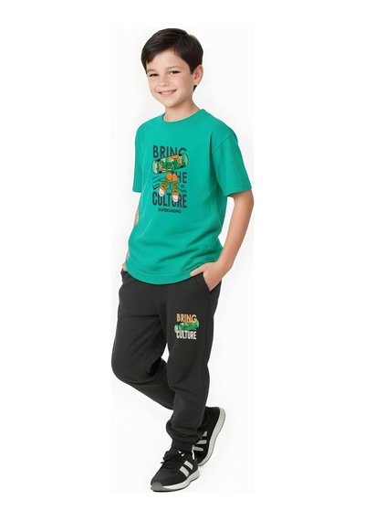 Fyk Kids Erkek Çocuk Mevsimlik Bring Baskılı Alt-üst Takım Yeşil