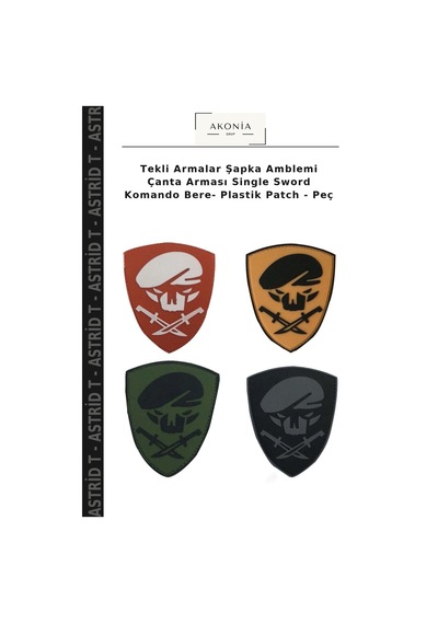 Astrid T Tekli Armalar Şapka Amblemi Çanta Arması Single Sword Komando Bere- Plastik - Peç Çok Renkli