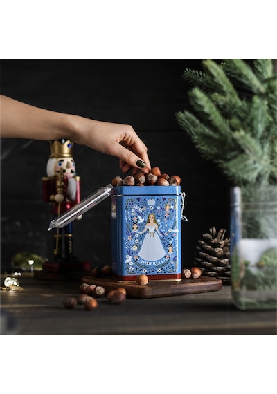 Tales Cinderella Desenli Kilitli Kapaklı Dikdörtgen Metal Saklama Kabı 7.5 x 10 x 15 CM 1 L Çok Renkli