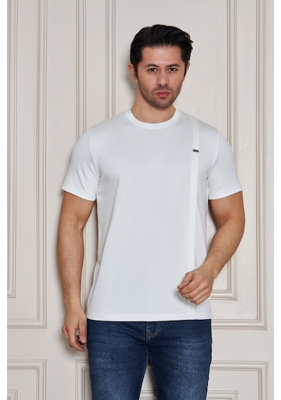 Erkek Jeuss Oysho Kumaş Sıfır Yaka Beyaz Tshirt