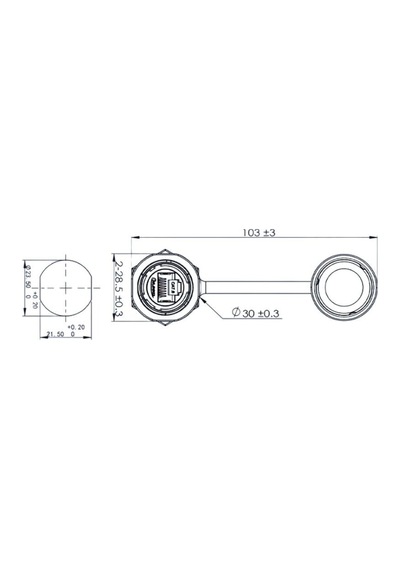 Ym-20-jrj45213sx-42-101 Su Geçirmez Ethernet Konnektörü - Dişi
