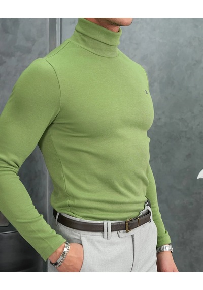 Modefendi Slim Fit İtalyan Kesim Tam Balıkçı Boğazlı Kazak Fıstık Yeşili