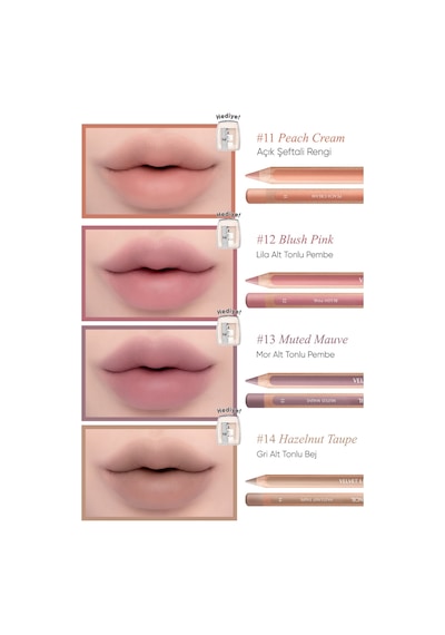 Kremsi Formüle Sahip Dudak Kalemi Ve Kalemtıraş Seti Clıo Velvet Lip Pencil Set 14 Hazelnut Taupe