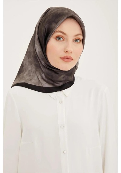 Armine Nostalji Serisi Twill İpek Eşarp 8933-54nt Siyah-Gri