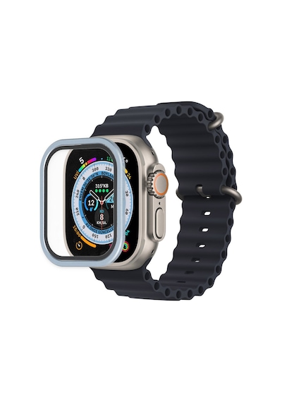 Apple Watch Ultra 49mm Uyumlu Alüminyum Kasa Cam Ekran Koruyucu - Mavi