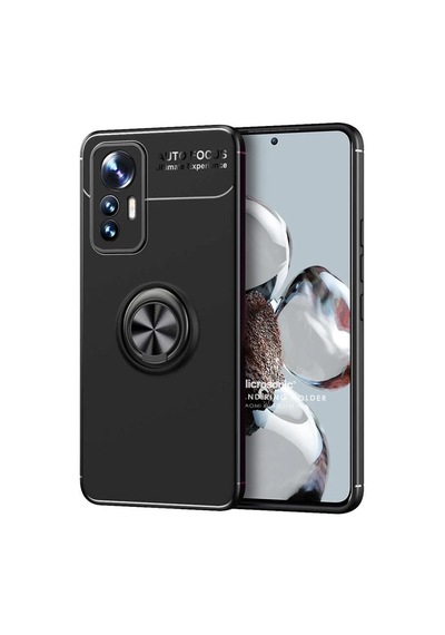Xiaomi Mi 12t Pro İçin Kılıf Kickstand Ring Holder Siyah Mi 12t Pro İle Uyumlu Kılıf - Siyah