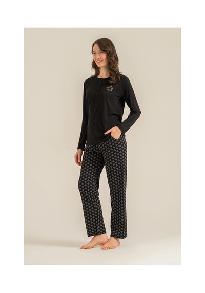 Angbutik Pierre Cardin Pc9289-x Kadın Uzun Kollu Pijama Takımı Siyah