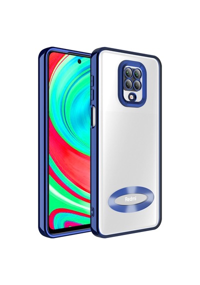 Xiaomi Redmi Note 9s Kılıf Kamera Korumalı Logo Gösteren Zore Omega Kapak Lacivert
