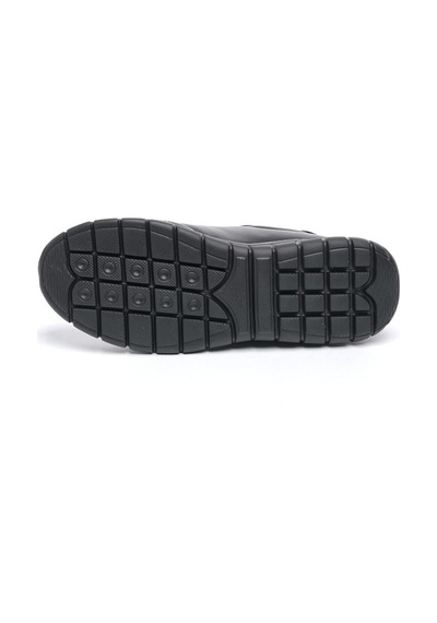 Derinet Comfort Taban Hakiki Deri Lastik Bağcıklı Erkek Sneaker Siyah Siyah