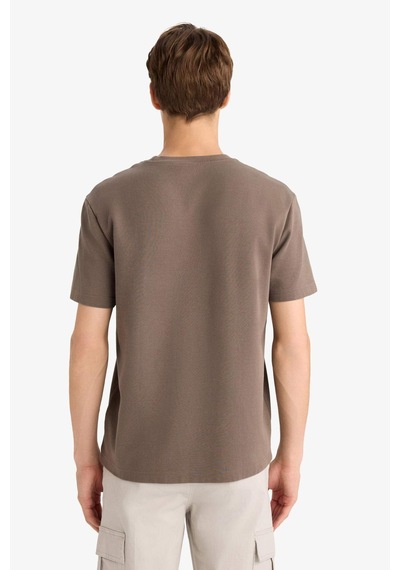 Defacto Regular Fit Bisiklet Yaka Baskılı Kısa Kollu Tişört F3472ax25aubn571 Kahve