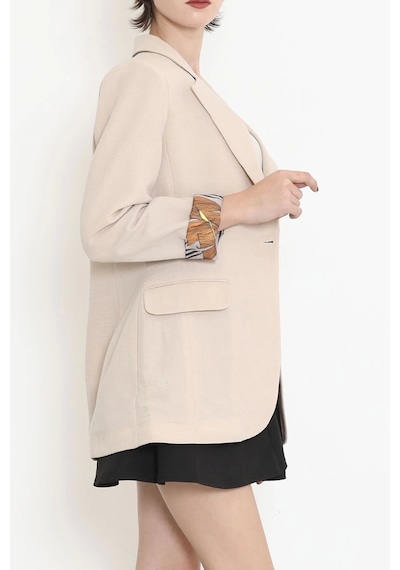 Keten Blazer Ceket Bej - 2115.1322. Çok Renkli