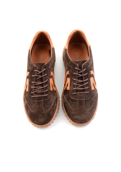 Bambi Kahve Süet Hakiki Deri Kadın Sneaker K01753005702