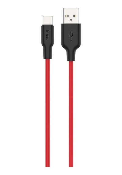 Hoco X21 Plus Usb To Type-c 3a Silikon Hızlı Şarj Ve Data Kablosu- 5775 Siyah-kırmızı