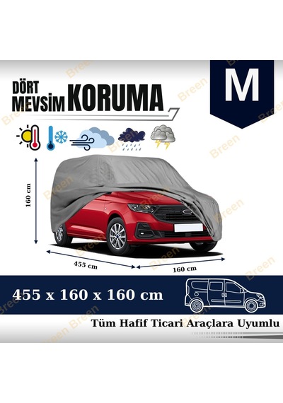 Breen Ticarilere Uyumlu Gri - M Araba Branda, Oto Örtüsü Araç Uzunluğu 4.10m-4.55m Arası Gri - M Beden