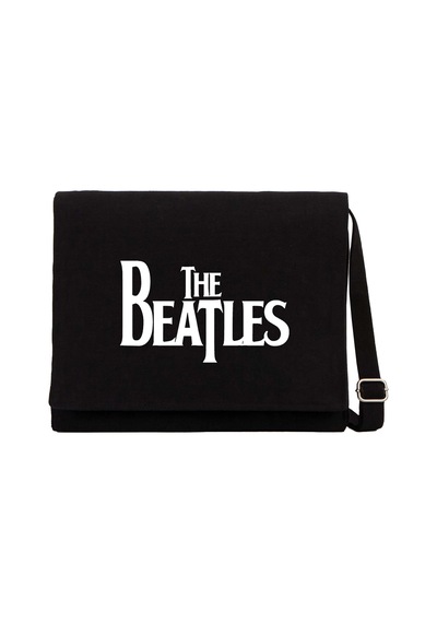 The Beatles Logo Siyah Kanvas Postacı Çantası