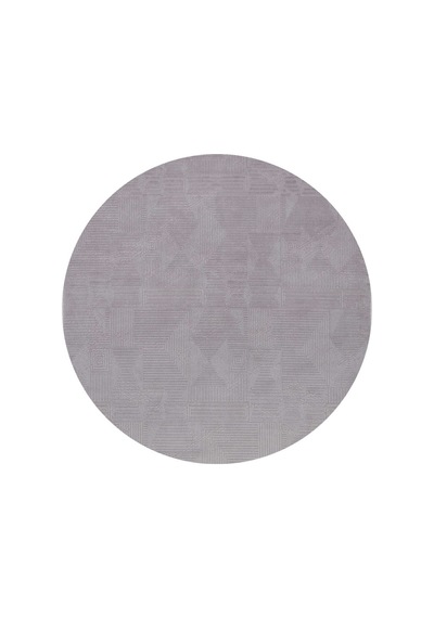 Geometrik Soyut Desenli Oskar Akrilik Makine Yuvarlak Halı Os06 Gri