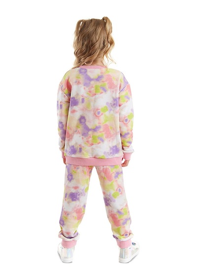Denokids Mshb&g Unicorn Batik Desenli Kız Çocuk Eşofman Takım Pembe - Yeşil