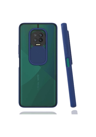 Kilifone - İnfinix Uyumlu Note 7 - Kılıf Slayt Sürgülü Arkası Buzlu Lensi Kapak - Lacivert