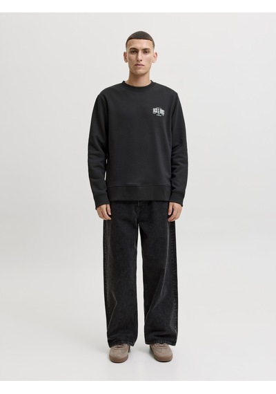 Jack & Jones Erkek Gögüs Baskili Bisiklet Yaka Sweatshirt - Aero - 12298492 Siyah