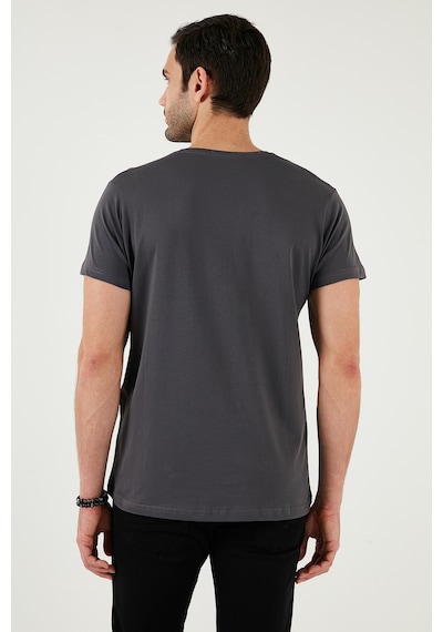 Buratti Pamuklu Slim Fit Bisiklet Yaka Yazılı Erkek T Shirt 541Enjoy Füme