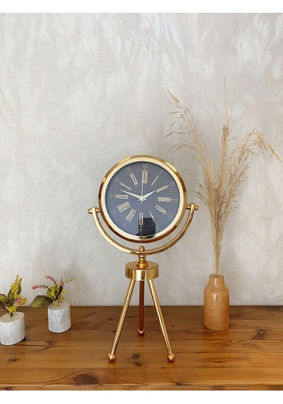 Gold Metal Mini Tripod Zarif Masa Saati 45 26 Cm Renkli