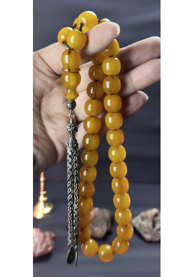 Osmanlı Sıkma Tesbihten Tıraş 80,78 Gr. 13 13,5mm. Diyabakırlı Mehmet Aydın