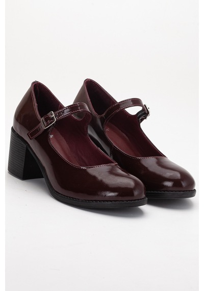Analin Shoes Kadın Hakiki Deri Bantlı Topuklu Ayakkabı Bordo