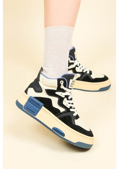 Guja Garnili Kalın Taban Sneakers Siyah-6015-siyah Siyah