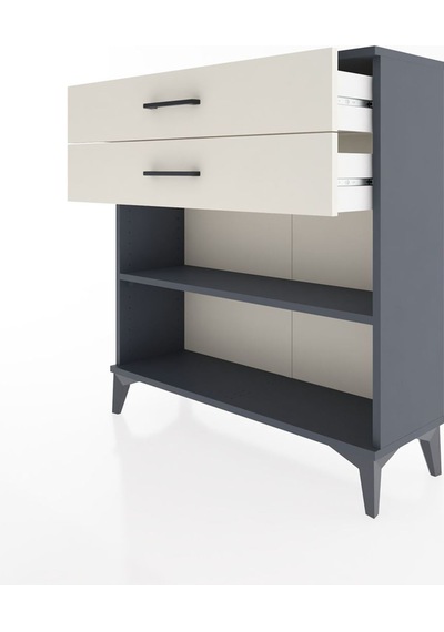 Arges Şifonyer Tek Raflı 2 Çekmeceli 88x30x96 Antrasit-aytaşı Antrasit