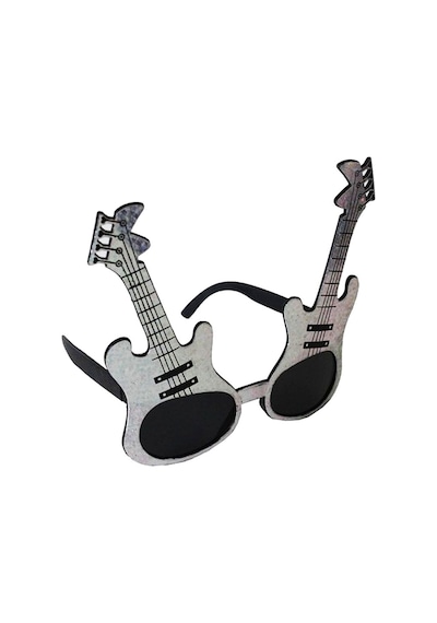Gümüş Renk Rockn Roll Gitar Şekilli Parti Gözlüğü 15x15 cm