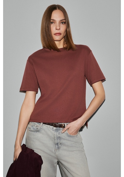 Grımelange Colena Kadın Organik Pamuklu Bisiklet Yaka Oversize Fit Kısa Kollu Kiremit Rengi T-shirt Kiremit Grımelange Colena Kadın Organik Pamuklu Bisiklet Yaka Oversize Fit Kısa Kollu Kiremit Rengi T-shirt Kiremit