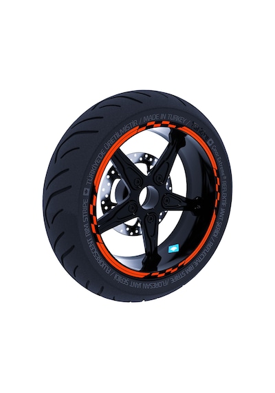 Moto GP Yarış Bayraklı Floresan Turuncu Jant Şeridi Sticker Çınar Extreme