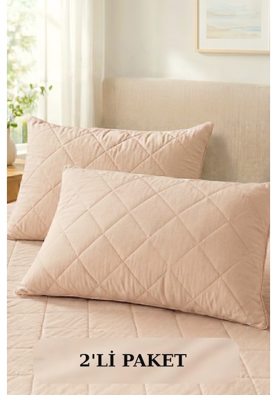 Formeya Pamukkale Alez Kahverengi %100 Pamuk Kapitone Yastık Koruyucu Alez 2 Adet 50X70 CM