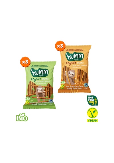 Organik Çubuk Kraker Atıştırmalık Paketi - 6 Adet 2 Çeşit 275 G