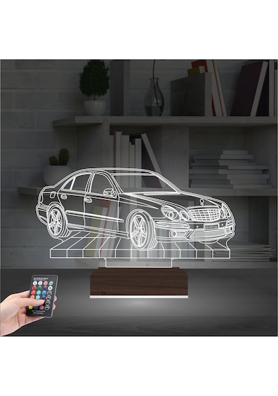 Luvivia Mercedes Araba C Seri Kişiye Özel 3d Lamba - Masa Gece Lambası Şeffaf