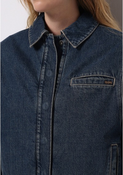 Colins Oversize Fit Çıtçıtlı Astarsız Kadın Mavi Ceket Cl1076054 Q1.v1 Dn44486 Denim