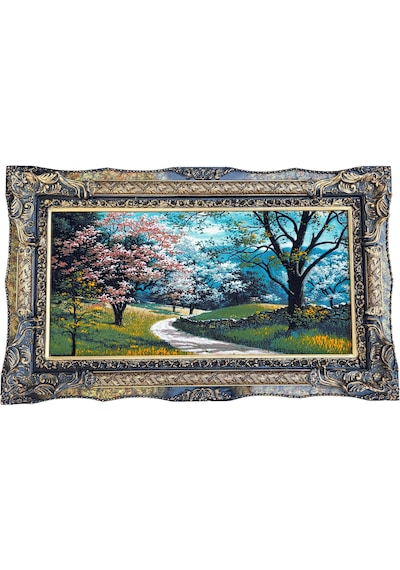 Pembe Yol Adlı İran Tebriz Halı Tablo 123x75cm - Duvar Halı Kilim Tablo