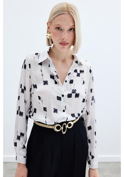 Sateen Desenli Klasik Gömlek - Siyah-136233 Siyah
